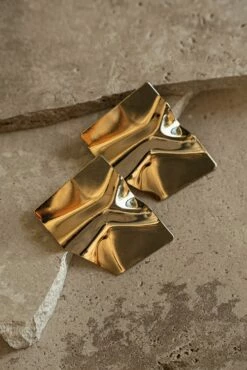 Gold Leanna Crumpled Earrings