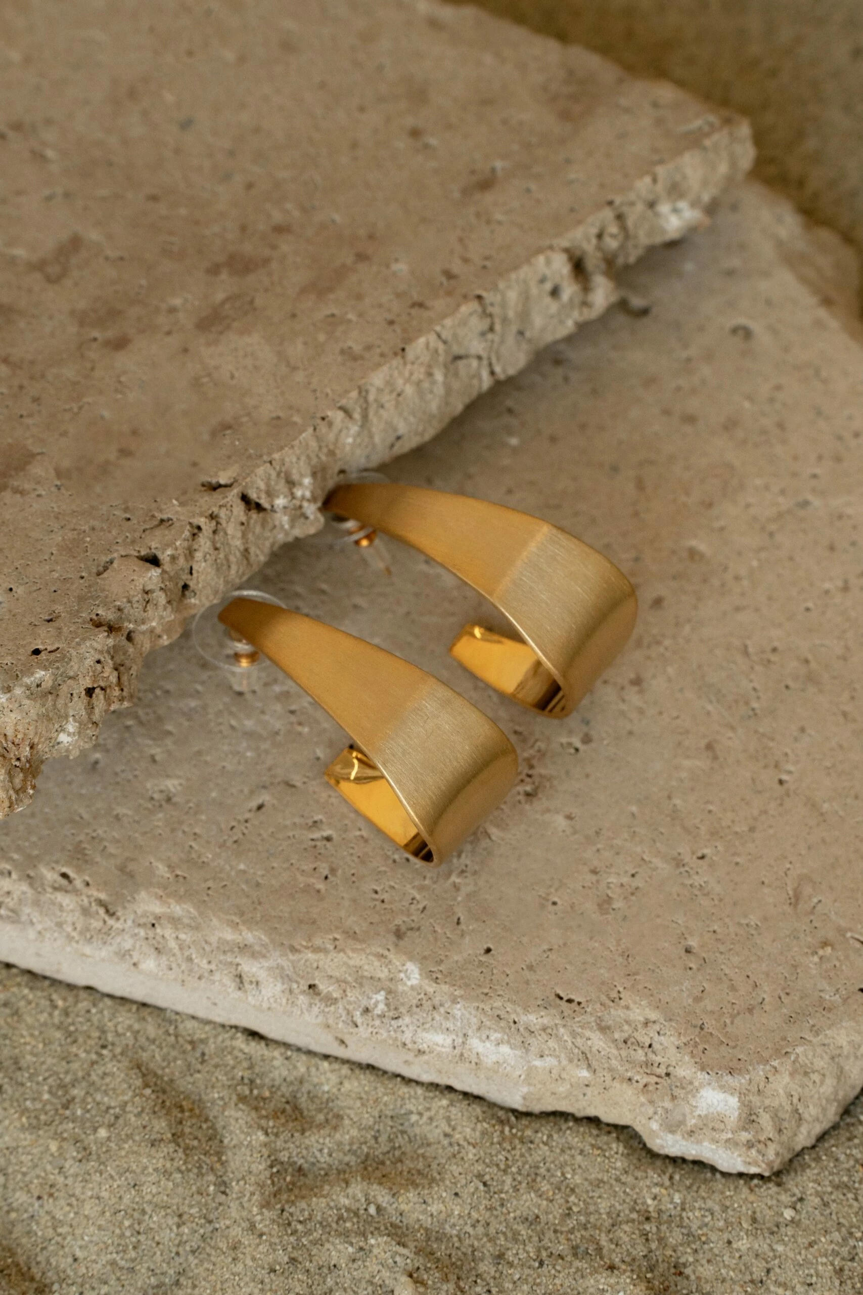 Gold Matte Golden Road Earrings 4 Gold Matte Golden Road Earrings - Image 2