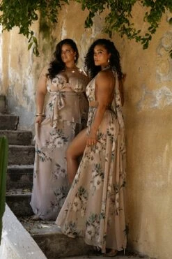 Purple Floral Nicoletta Chiffon Maxi Dress -Jluxlabel Shop CHIFFON2023 12