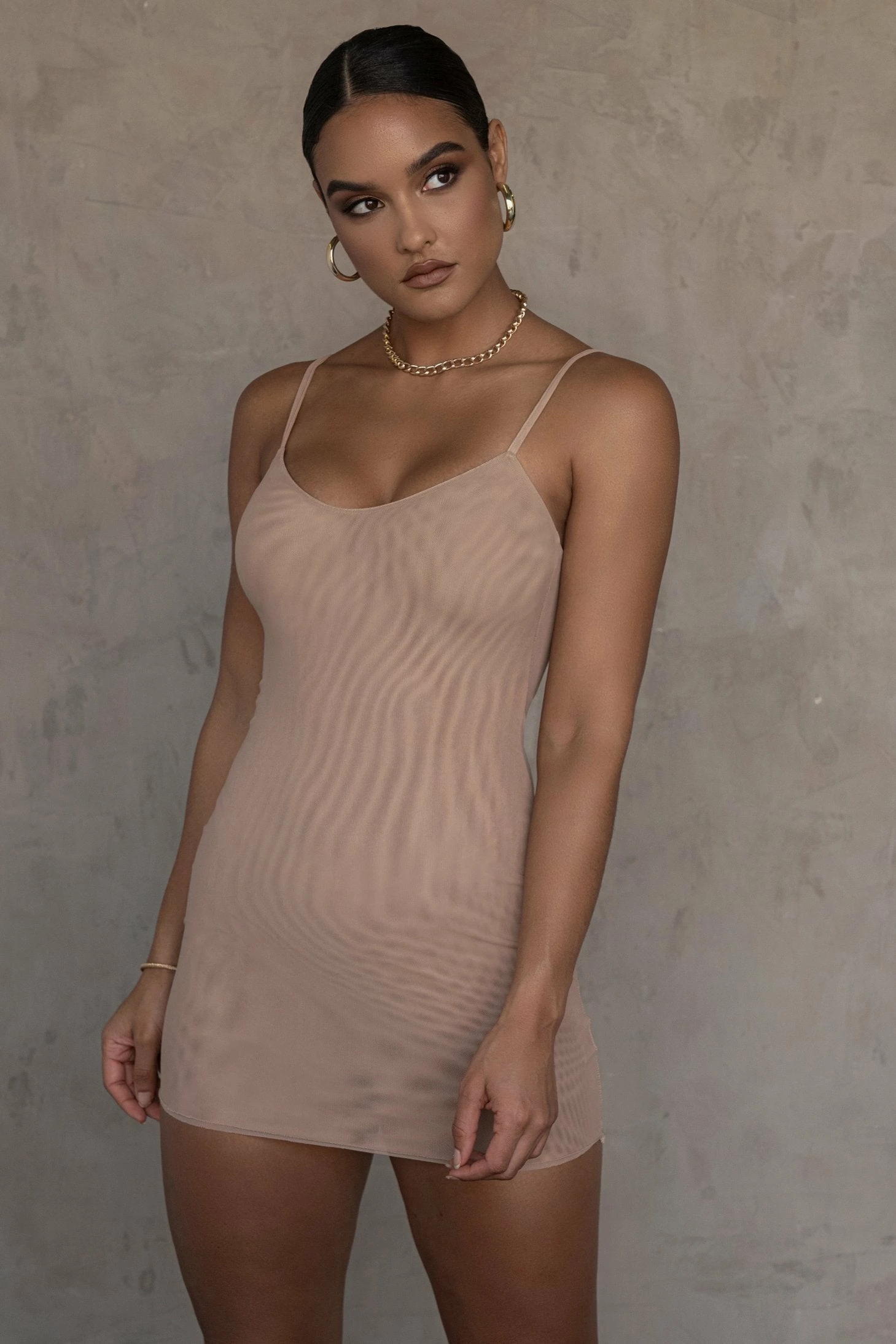 Beige Mesh Layering Mini Dress Undergarment 9 Beige Mesh Layering Mini Dress Undergarment - Image 7