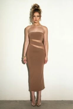 Pecan Unpredictable Midi Dress -Jluxlabel Shop FORMATION2022 P1 59