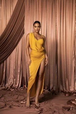 Yellow Kristiana Slit Dress 24 Yellow Kristiana Slit Dress -Jluxlabel Shop HOLIDAY2022 PART1 53