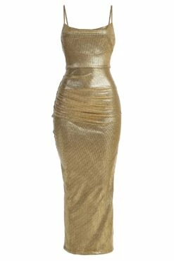Gold Rubi Cowl Neck Cocktail Dress -Jluxlabel Shop IMG 0135copy