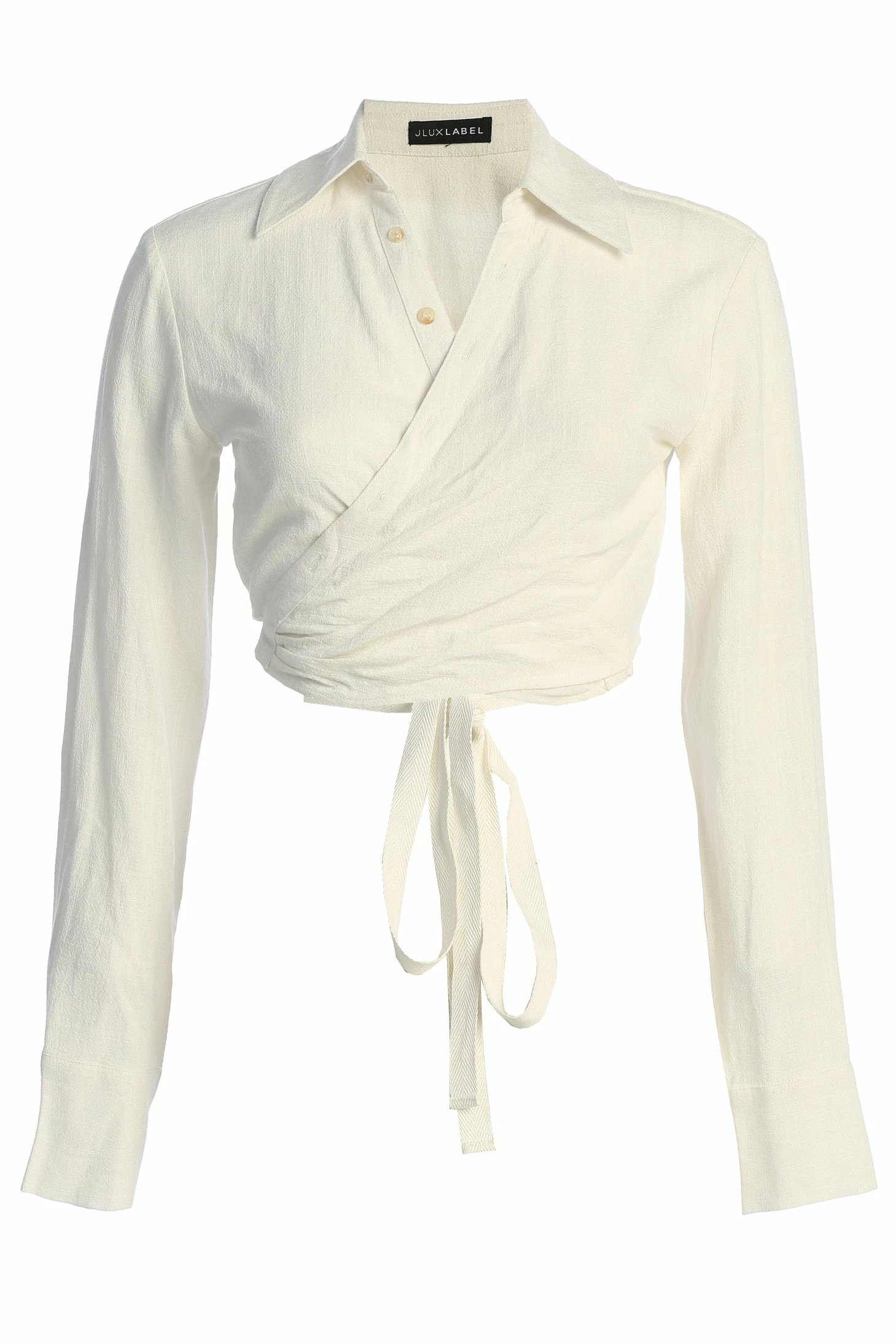 White Drift Away Linen Wrap Top 5 White Drift Away Linen Wrap Top - Image 3