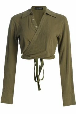 Olive Drift Away Linen Wrap Top 15 Olive Drift Away Linen Wrap Top -Jluxlabel Shop IMG 9478copy