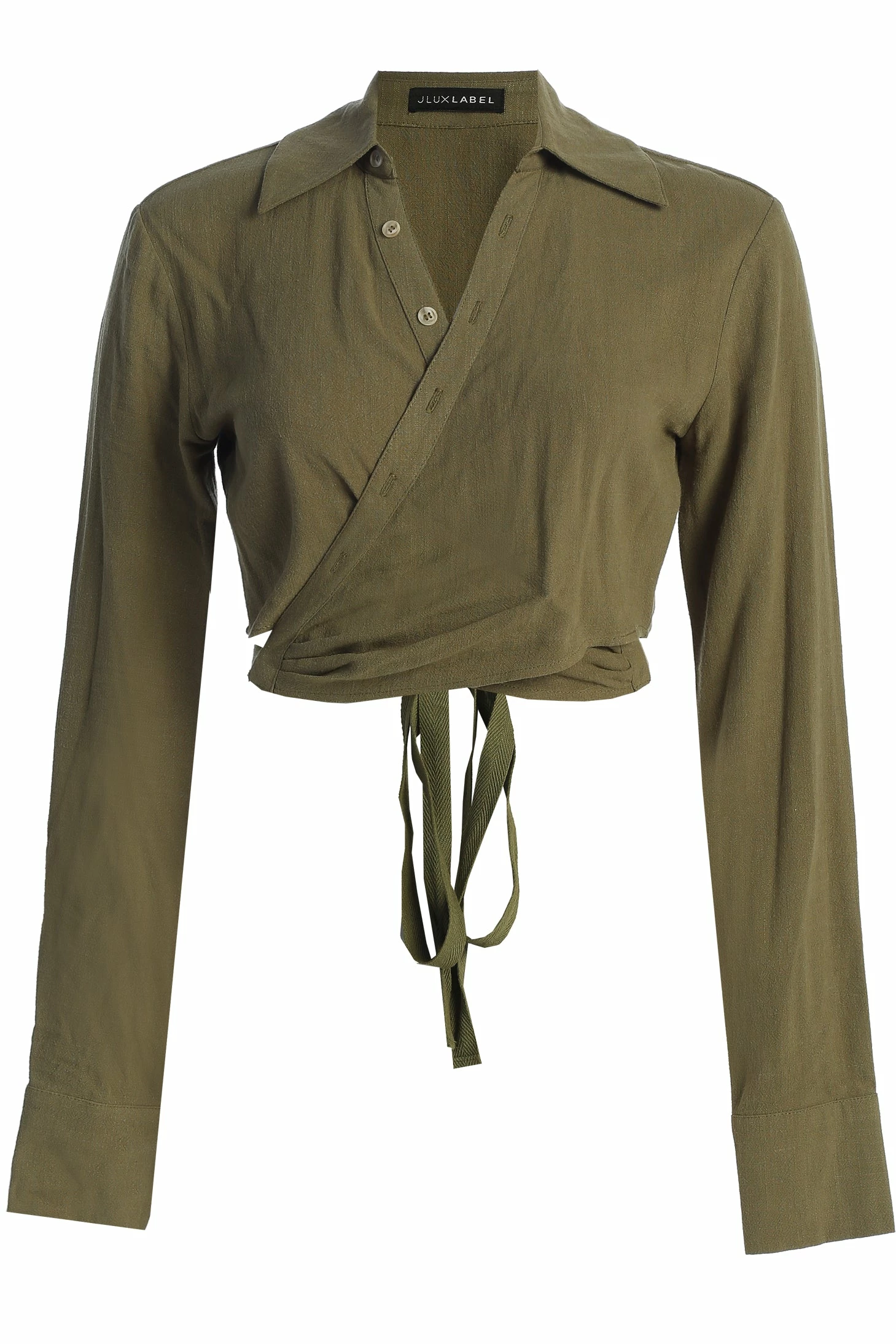 Olive Drift Away Linen Wrap Top 5 Olive Drift Away Linen Wrap Top - Image 3