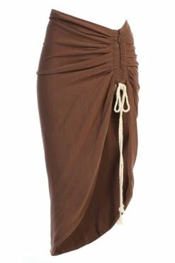 Chocolate Spring Ruched Linen Skirt 16 Chocolate Spring Ruched Linen Skirt -Jluxlabel Shop IMG 9507