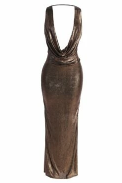 Rose Gold Highlights Cowl Neck Maxi Dress 17 Rose Gold Highlights Cowl Neck Maxi Dress -Jluxlabel Shop IMG 9802copy