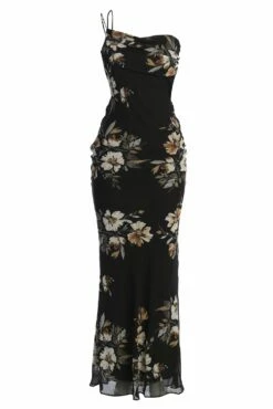 Grey Floral Treasure One Shoulder Dress 13 Grey Floral Treasure One Shoulder Dress -Jluxlabel Shop IMG 9811copy