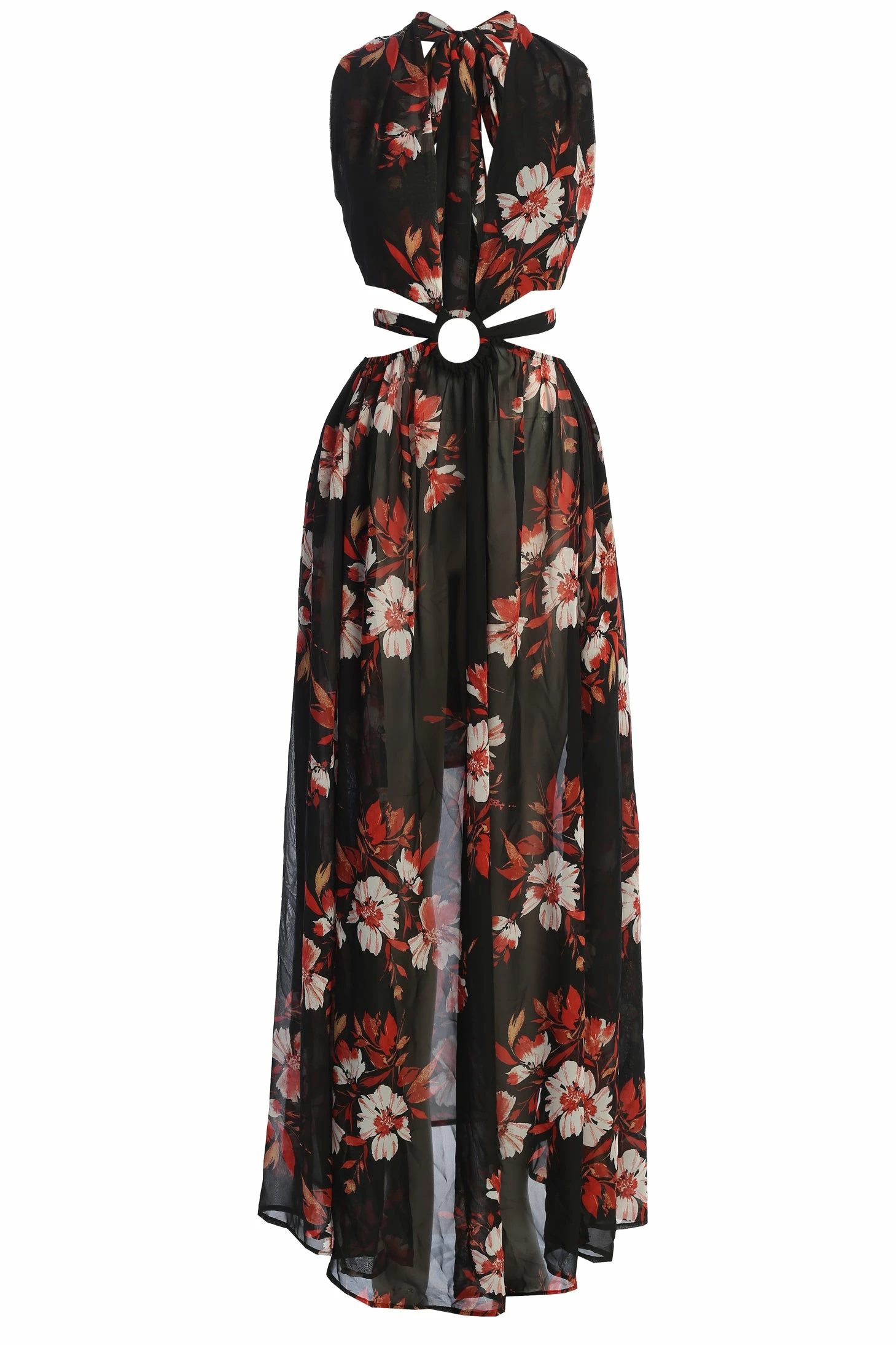 Red Floral Nicoletta Chiffon Maxi Dress 7 Red Floral Nicoletta Chiffon Maxi Dress - Image 5