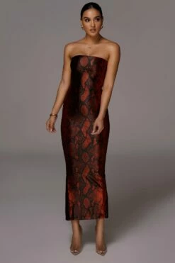 Red Bianca Snakeskin Slit Dress -Jluxlabel Shop JLUXLABEL PRODUCT MAR172020 1681