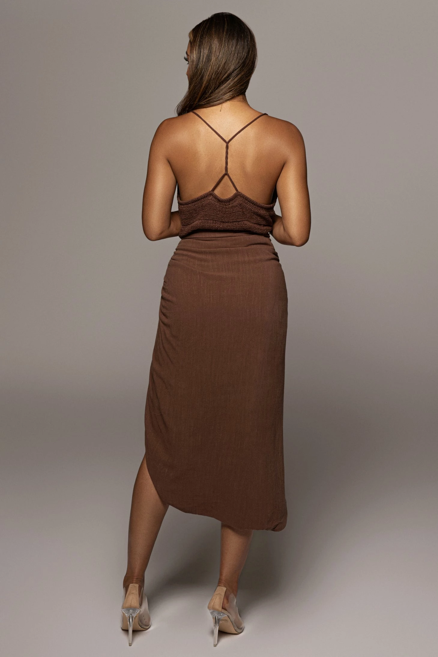 Chocolate Spring Ruched Linen Skirt 12 Chocolate Spring Ruched Linen Skirt - Image 10