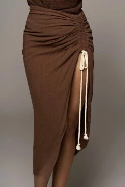 Chocolate Spring Ruched Linen Skirt 17 Chocolate Spring Ruched Linen Skirt -Jluxlabel Shop JULY8LINEN 84