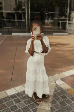 White Emily Ruffled Skirt Set -Jluxlabel Shop KIDSWHITESIENNARUFFLEDSKIRTSET