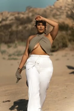 Light Olive No Promises Halter Top