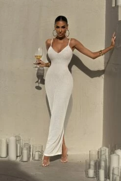 White Elba Knit Maxi Dress