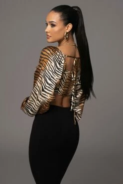 Tiger Behati Front Tie Top -Jluxlabel Shop PRODUCT APR112023 92