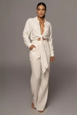 Ivory Soho Front Tied Woven Top 33 Ivory Soho Front Tied Woven Top -Jluxlabel Shop PRODUCT APR152022 192