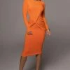 Jluxbasix Orange Modern Lovers Midi Dress -Jluxlabel Shop PRODUCT AUG102022 129