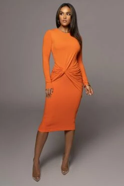 Jluxbasix Orange Modern Lovers Midi Dress -Jluxlabel Shop PRODUCT AUG102022 131