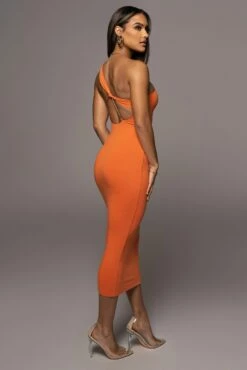 Orange Meara One Shoulder Dress