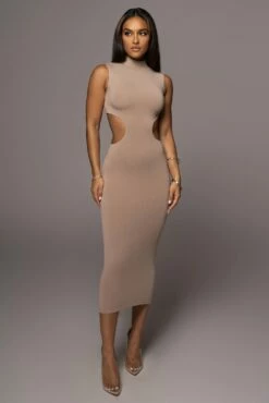 Beige Til Sunrise Midi Dress