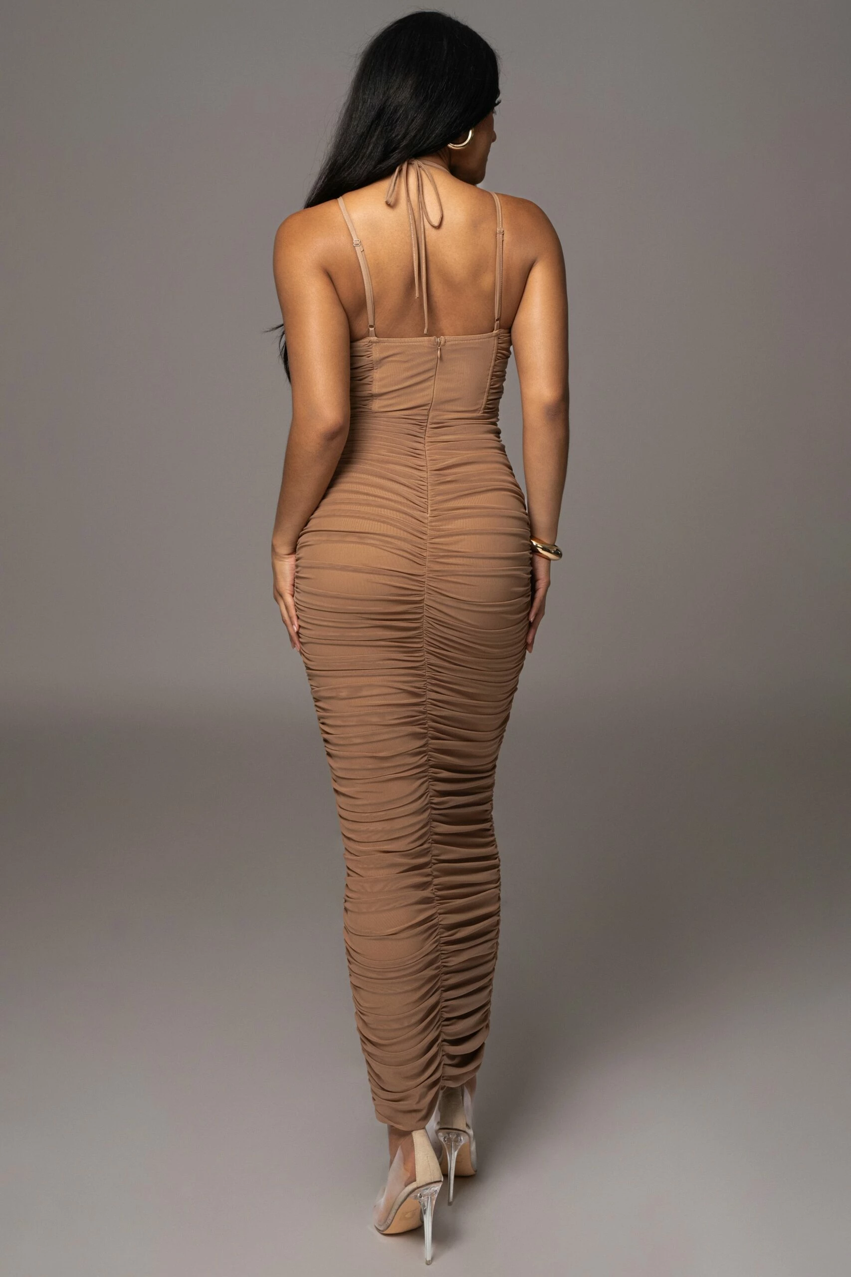 Tan Elite Mesh Maxi Dress 10 Tan Elite Mesh Maxi Dress - Image 8