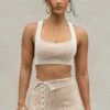Taupe/White Jodie Ribbed Top