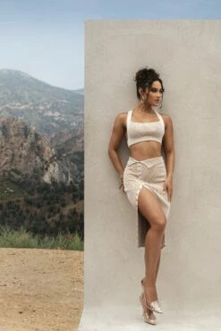 Taupe/White Jodie Ribbed Top -Jluxlabel Shop PRODUCT AUG222022 KNITS 61