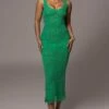 Green Ballari Crochet Knit Maxi Dress