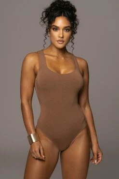 Pecan Brianne Cutout Bodysuit