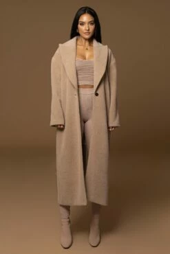 Sand Chelsie Longline Coat -Jluxlabel Shop PRODUCT DEC122022 WINTER 154