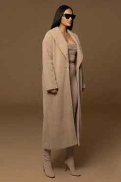 Sand Chelsie Longline Coat -Jluxlabel Shop PRODUCT DEC122022 WINTER 155