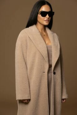 Sand Chelsie Longline Coat -Jluxlabel Shop PRODUCT DEC122022 WINTER 160