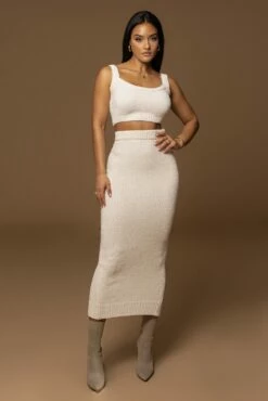 Ivory Rosabel Chenille Maxi Skirt