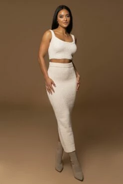 Ivory Rosabel Chenille Maxi Skirt -Jluxlabel Shop PRODUCT DEC122022 WINTER 179