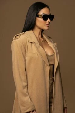 Camel Savannah Belted Wool Coat -Jluxlabel Shop PRODUCT DEC122022 WINTER 26