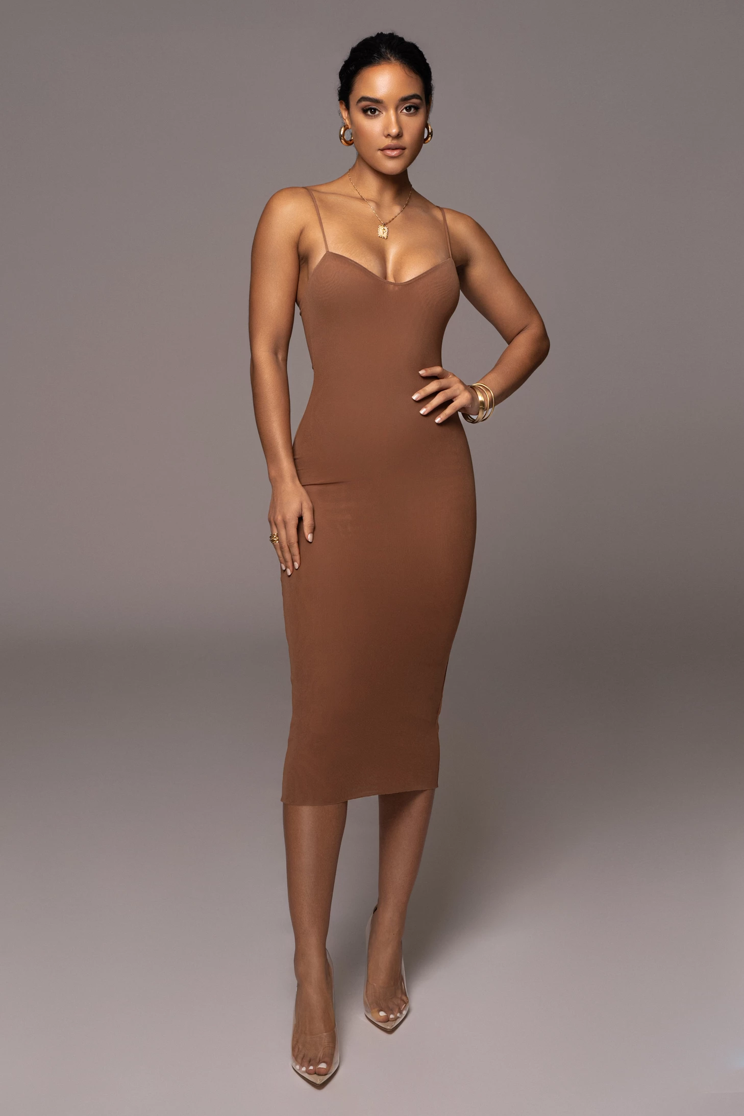 Pecan Rochelle Mesh Midi Dress 5 Pecan Rochelle Mesh Midi Dress - Image 3