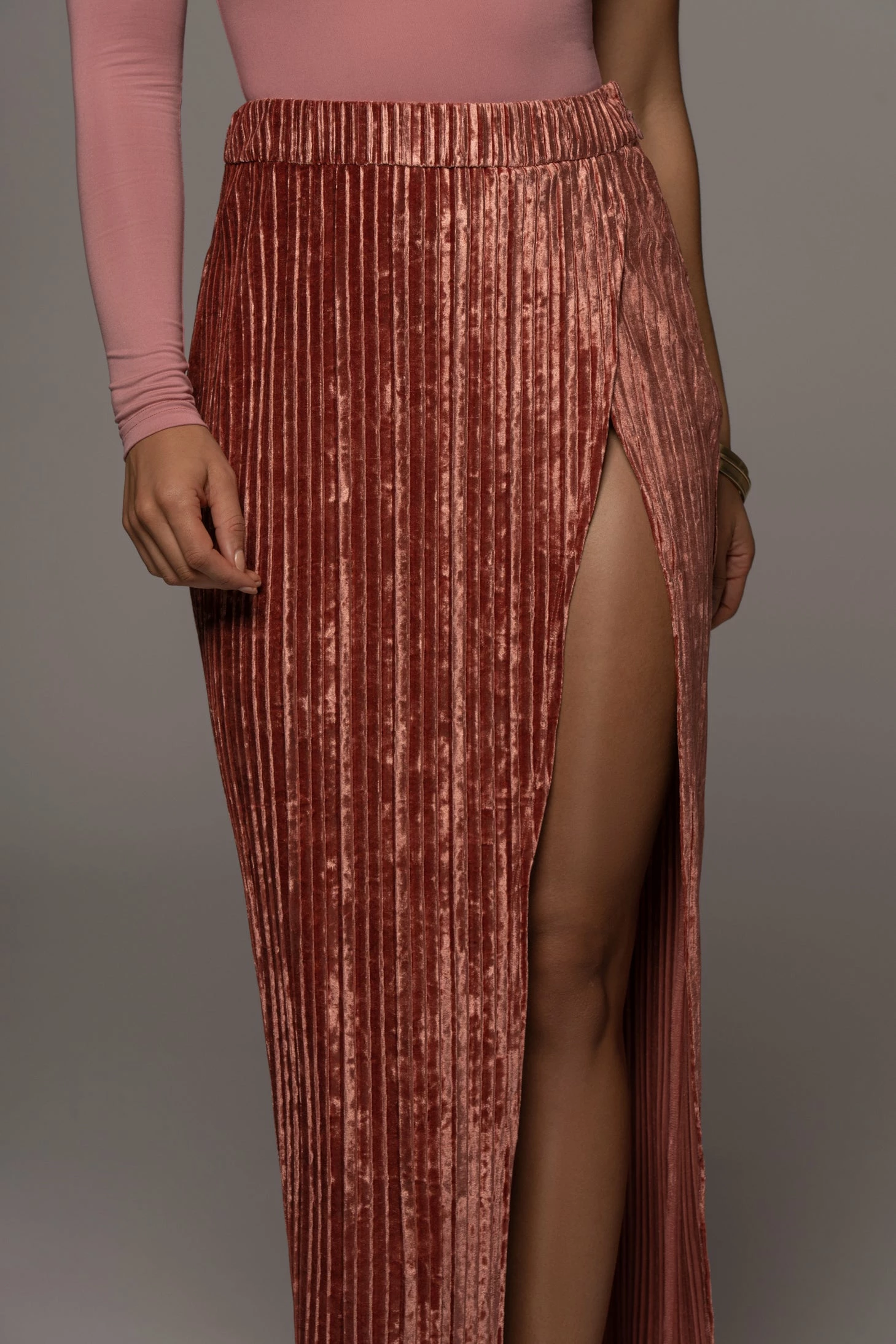 Rose Krisana Velvet High Slit Skirt 9 Rose Krisana Velvet High Slit Skirt - Image 7