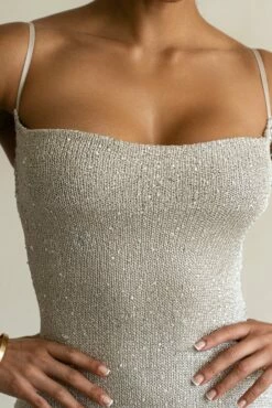 Beige Noemie Sequin Maxi Dress -Jluxlabel Shop PRODUCT FEB282023 CROCHET2 57