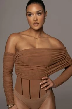 Pecan Sheer Perfection Bodysuit -Jluxlabel Shop PRODUCT JAN102022 61