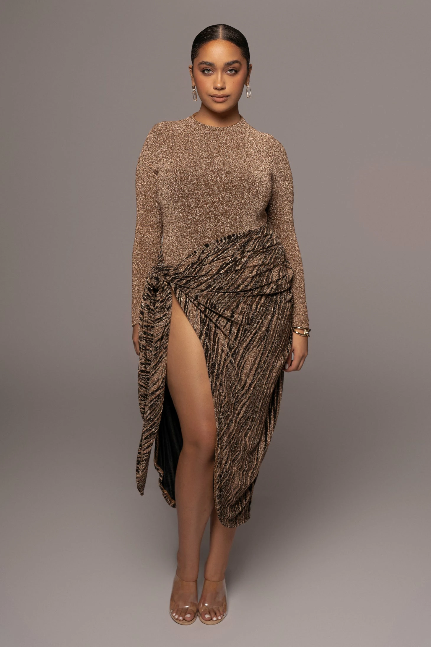 Gold/Black Untamed Slit Dress 7 Gold/Black Untamed Slit Dress - Image 5