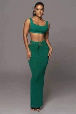 Emerald Nikole Ribbed Skirt Set