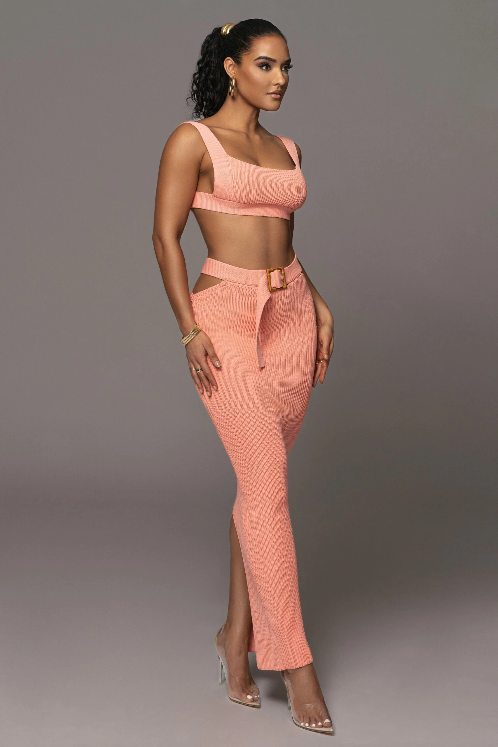 Peach Nikole Ribbed Skirt Set 8 Peach Nikole Ribbed Skirt Set - Image 6
