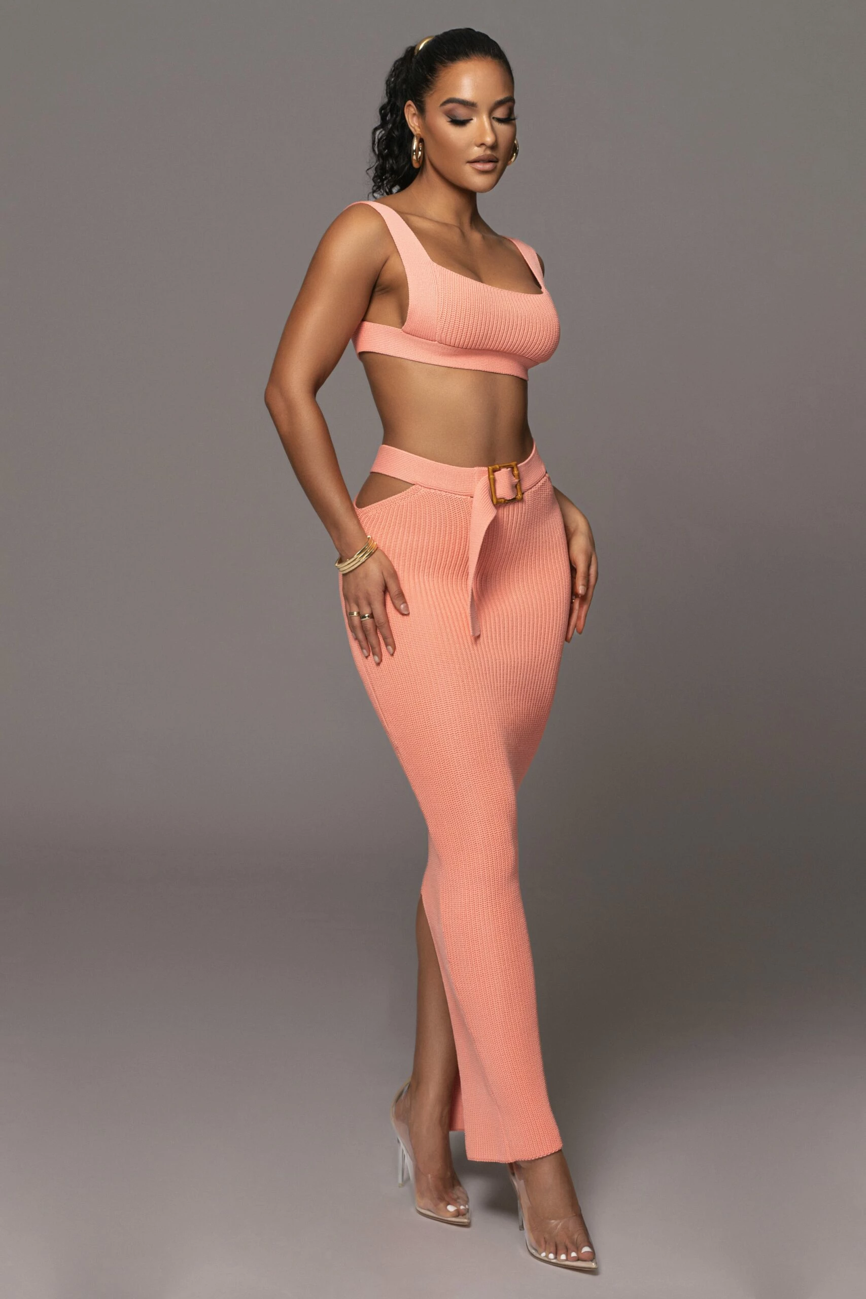 Peach Nikole Ribbed Skirt Set 9 Peach Nikole Ribbed Skirt Set - Image 7