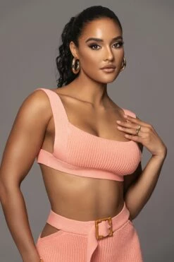 Peach Nikole Ribbed Skirt Set 29 Peach Nikole Ribbed Skirt Set -Jluxlabel Shop PRODUCT JAN192023 34