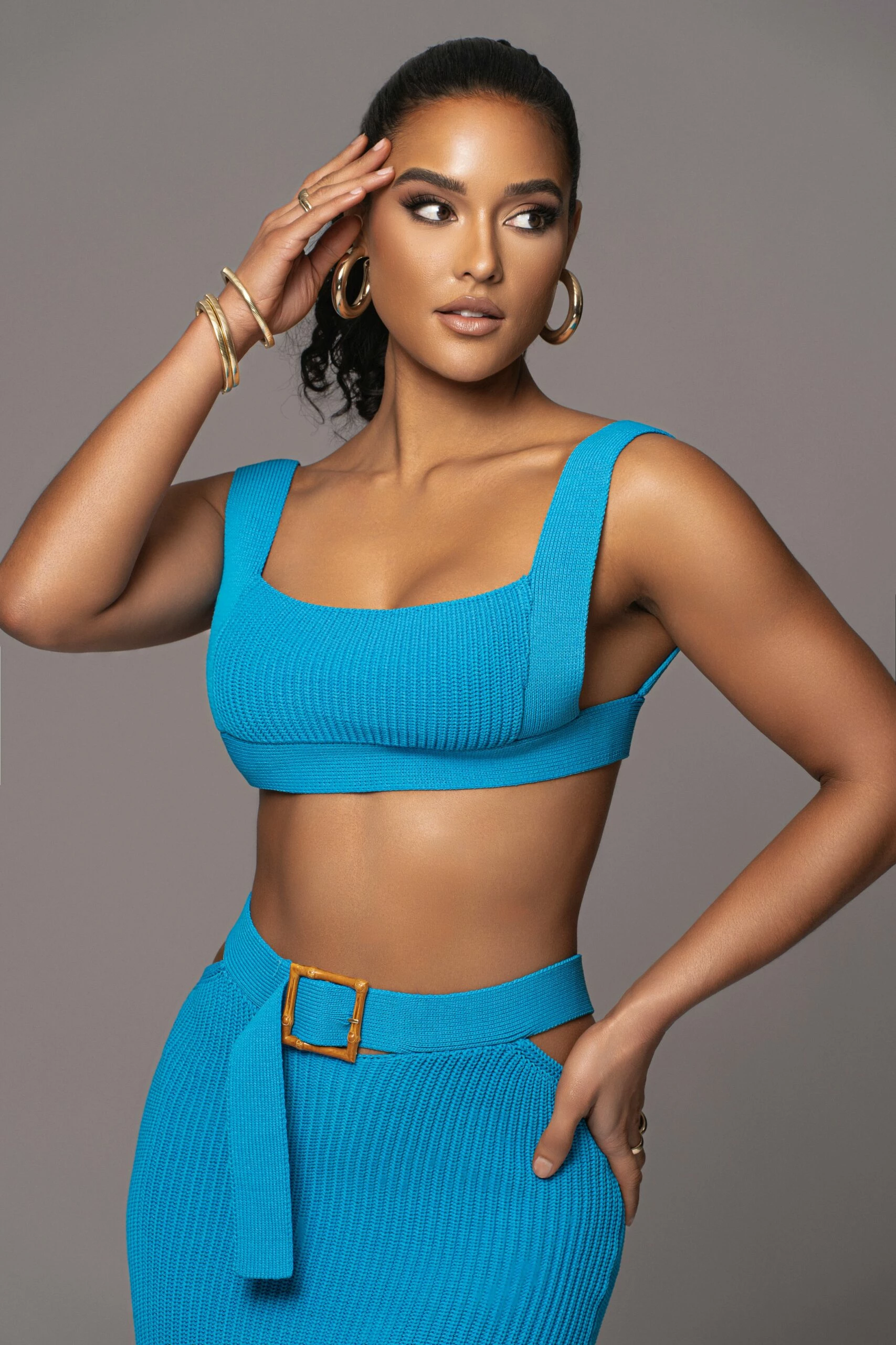 Blue Nikole Ribbed Skirt Set 8 Blue Nikole Ribbed Skirt Set - Image 7