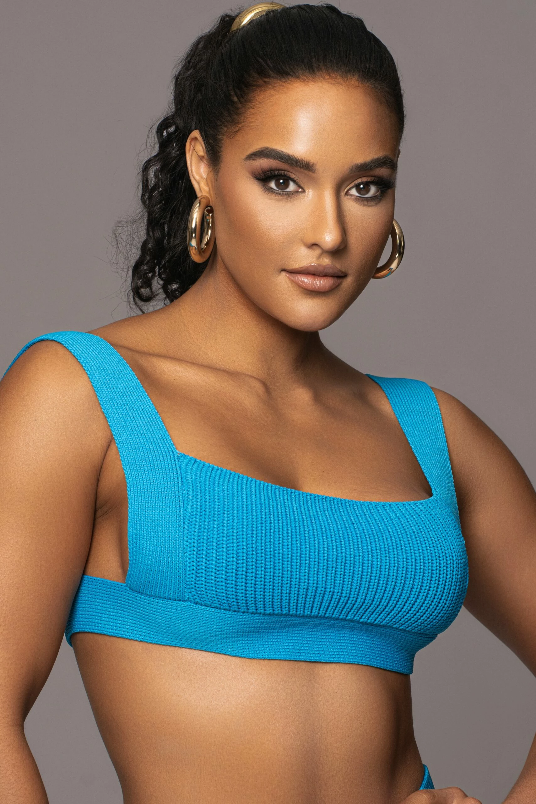 Blue Nikole Ribbed Skirt Set 5 Blue Nikole Ribbed Skirt Set - Image 4