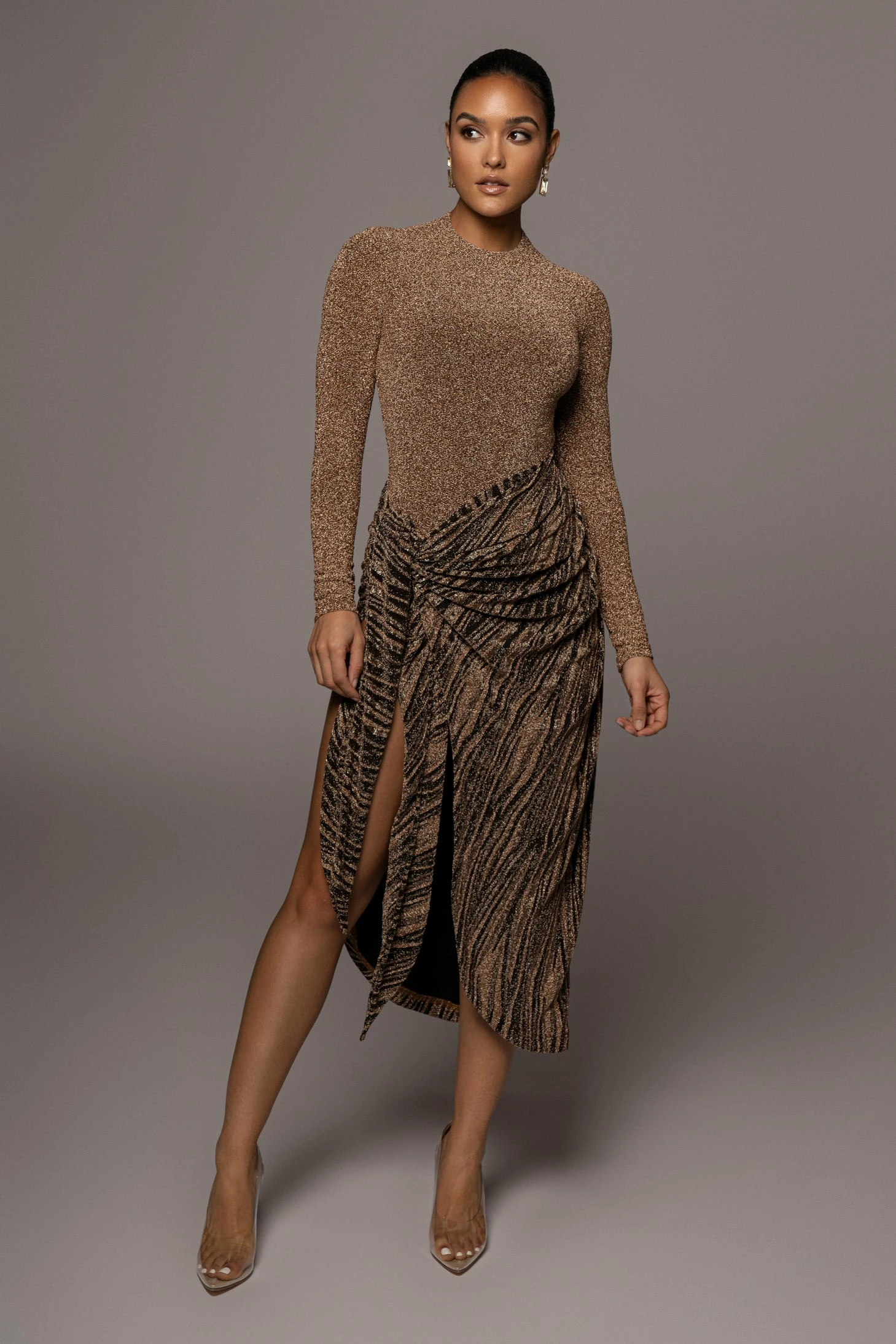 Gold/Black Untamed Slit Dress 15 Gold/Black Untamed Slit Dress - Image 13