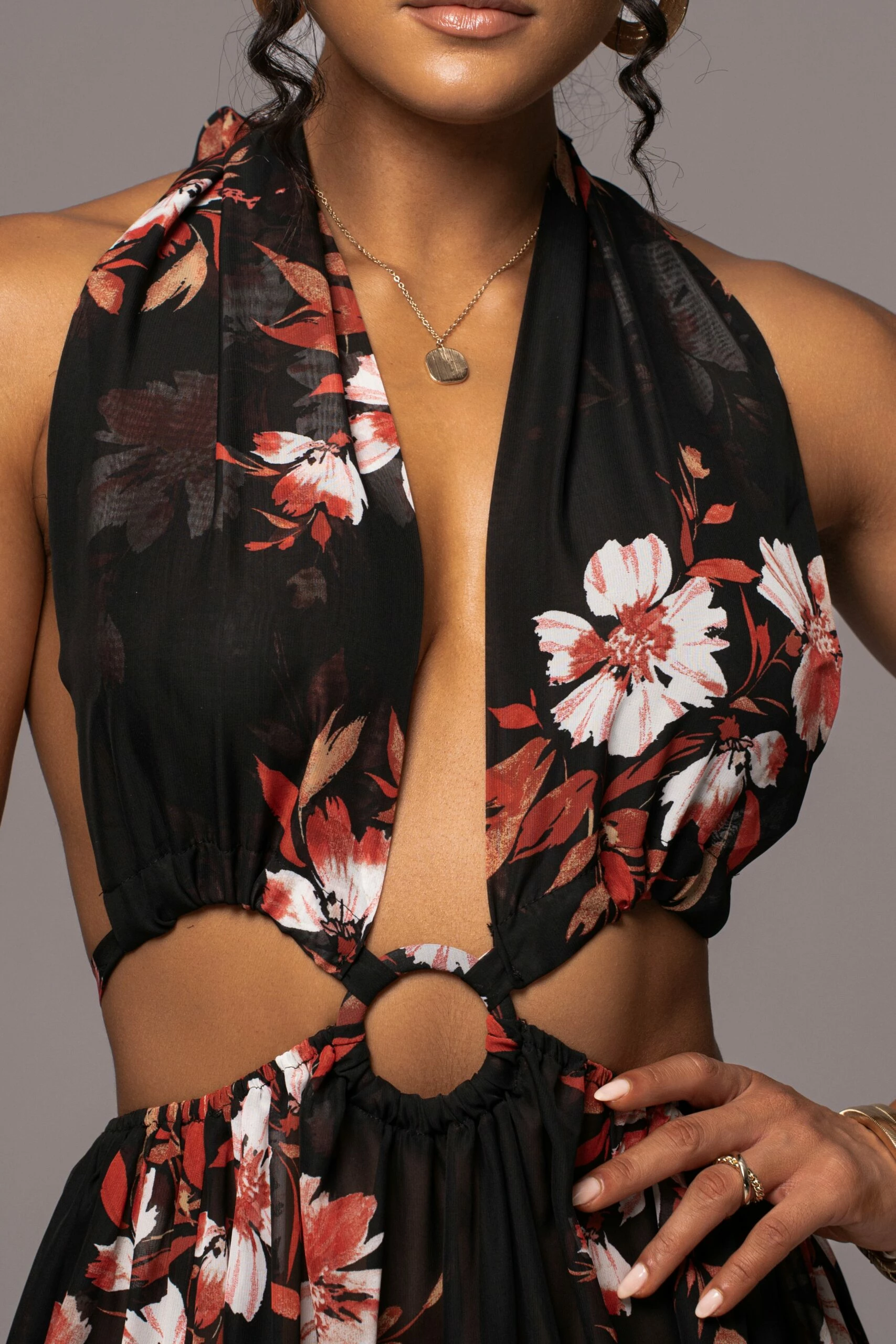 Red Floral Nicoletta Chiffon Maxi Dress 11 Red Floral Nicoletta Chiffon Maxi Dress - Image 9